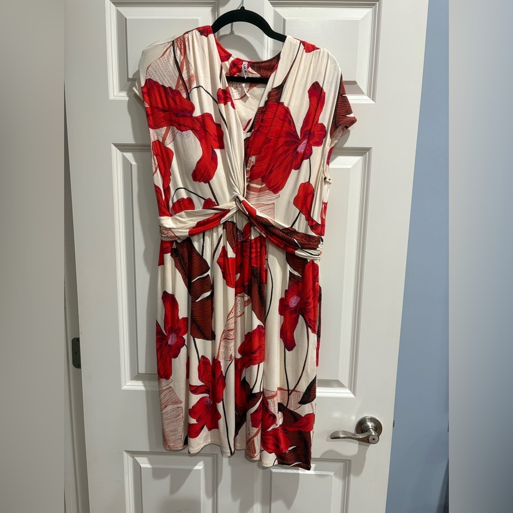 Soma Floral Print Short Dress, Size XL, with built in bra